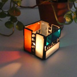 bougeoir en verre vitrail art moderne
